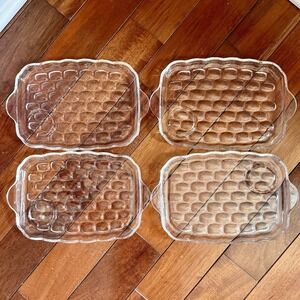 4pc VTG 50s MCM Federal Glass Yorktown Colonial Snack Luncheon Plate Cup Holder